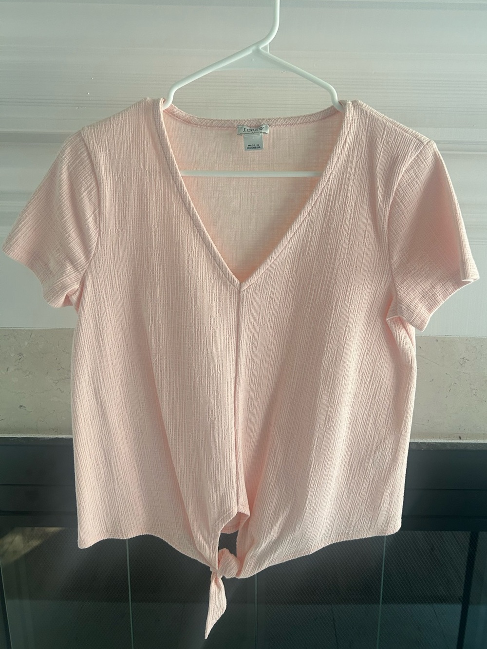 Jcrew Tie-Front V-Neck Women’s Top - Light Pink